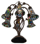 Meyda 19" High Stained Glass Pond Lily 6 Light Table Lamp - 255819