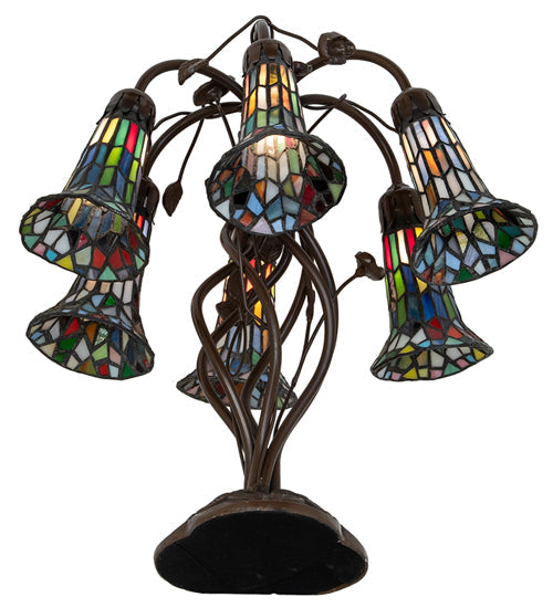 Meyda 19" High Stained Glass Pond Lily 6 Light Table Lamp - 255819