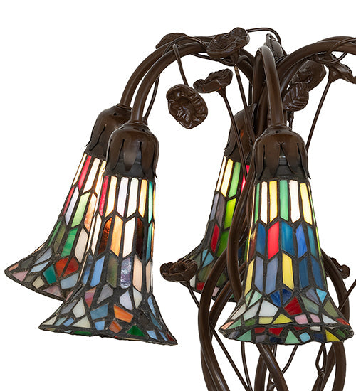 Meyda 19" High Stained Glass Pond Lily 6 Light Table Lamp - 255819