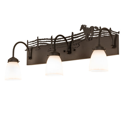 Meyda 27" Wide Running Horse 3 Light Vanity Light 259225