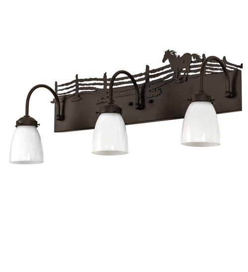 Meyda 27" Wide Running Horse 3 Light Vanity Light 259225