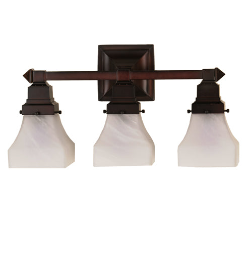Meyda 18"W Bungalow White Alabaster Swirl 3 LT Vanity Light 26310