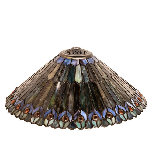 Meyda 17" Wide Tiffany Jeweled Peacock Shade '26314