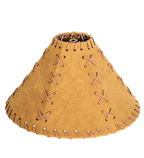 Meyda 15"W X 8"H Faux Leather Tan Hexagon Shade '26354