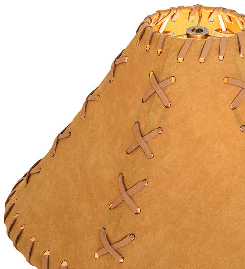 Meyda 15"W X 8"H Faux Leather Tan Hexagon Shade '26354
