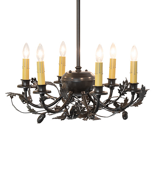 Meyda 19" Wide Oak Leaf & Acorn 6 Light Chandelier 266809