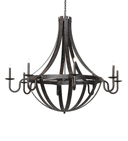 Meyda 60" Wide Barrel Stave Metallo 8 Light Chandelier 266927