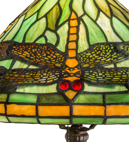 Meyda 16"H Tiffany Dragonfly w/ Twisted Fly Mosaic Base Accent Lamp - 27158
