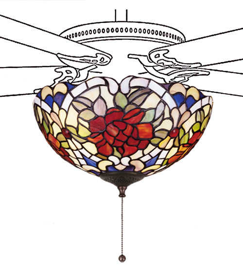 Meyda 12"W Renaissance Rose Fan Light Fixture '27458