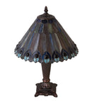 Meyda 17" High Tiffany Jeweled Peacock Accent Lamp '27564