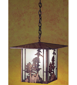 Meyda 12" Square Tall Pines Lantern Pendant 29273