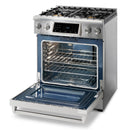 Thor Kitchen 6-Piece Appliance Package - 30-Inch Gas Range with Tilt Panel, Refrigerator with Water Dispenser, Wall Mount Hood, Dishwasher, Microwave Drawer, & Wine Cooler in Stainless Steel