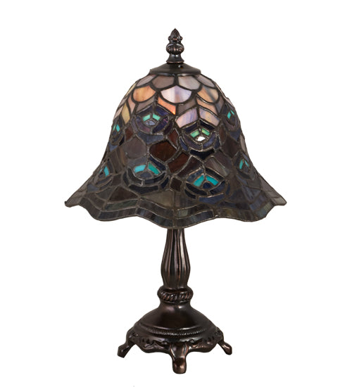Meyda 13.5"H Tiffany Peacock Feather Mini Lamp '30317