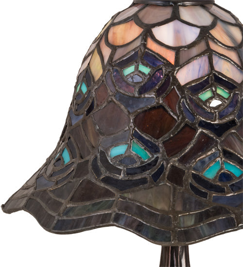 Meyda 13.5"H Tiffany Peacock Feather Mini Lamp '30317