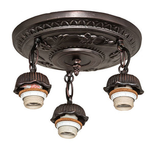 Meyda 11" Wide Mahogany Bronze 3 Light Semi-Flushmount Hardware '30542