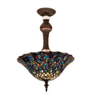 Meyda 20"W Tiffany Peacock Feather Semi-Flushmount 31101