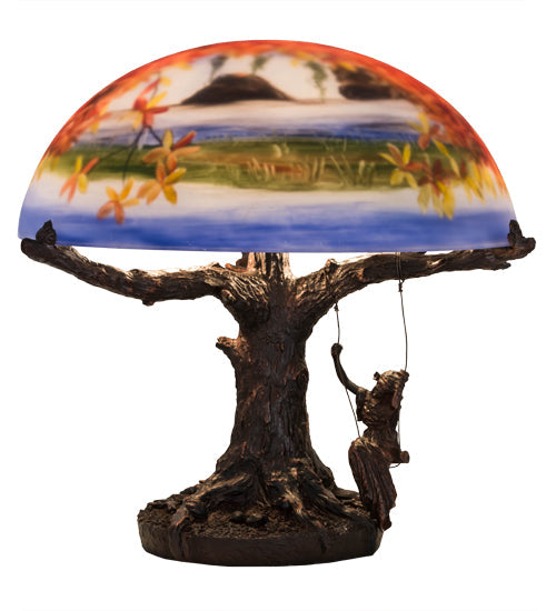 Meyda 15"H Maxfield Parrish Reveries Reverse Painted Table Lamp '32108