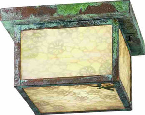 Meyda 10"Sq Hyde Park Lotus Leaf and Dragonfly Flushmount 38507