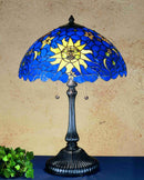 Meyda 16" SUN; MOON & STARS IN THE SKY SHADE-23" RIBBED BASE 2LT PC.604 '47980