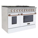 Kucht Signature 48-Inch Pro-Style Dual Fuel Range in Stainless Steel with White Oven Door & Gold KDF482-W-GOLD