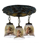 Meyda 17" Wide Pinecone 3 Light Hand Painted Semi-Flushmount '49537