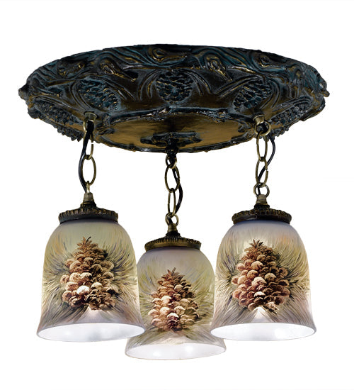 Meyda 17" Wide Pinecone 3 Light Hand Painted Semi-Flushmount '49537