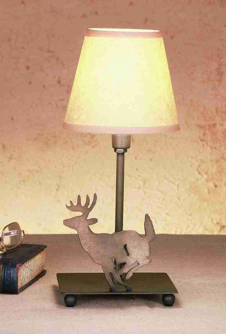 Meyda 13"H Lone Deer Parchment Shade Accent Lamp '50612