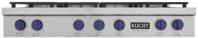 Kucht 48-Inch 6 Burner Gas Rangetop in Stainless Steel with Royal Blue Knob (KFX489T-B)