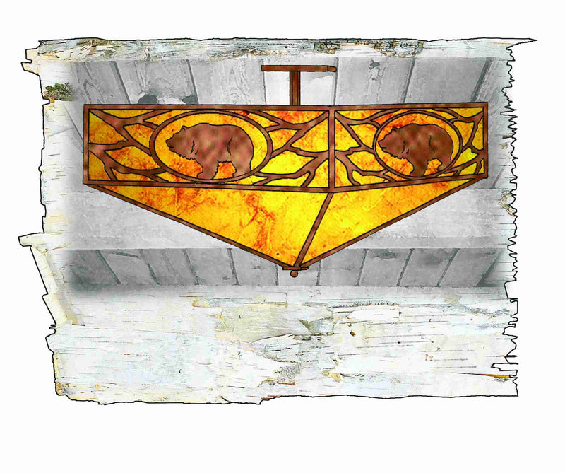 Meyda 16"Sq Lone Grizzly Bear Flushmount '51509