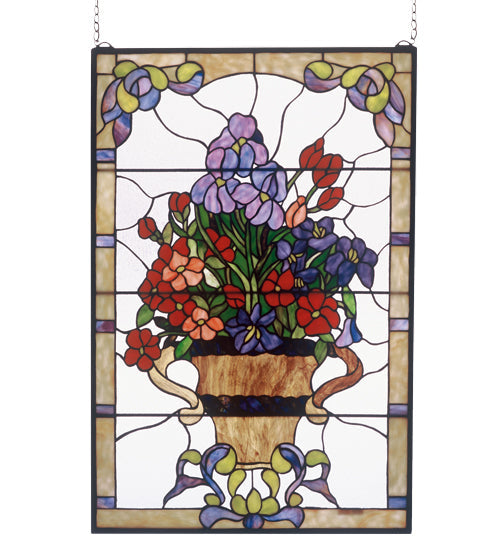 Meyda 24"W X 36"H Floral Arrangement Stained Glass Window '51721