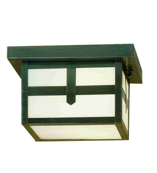 Meyda 10"Square Antique Copper Hyde Park Cross Mission Flush Mount 51888