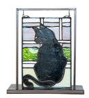 Meyda 10.5" High X 9.5" Wide Cat in Window Lighted Mini Tabletop Window '56834