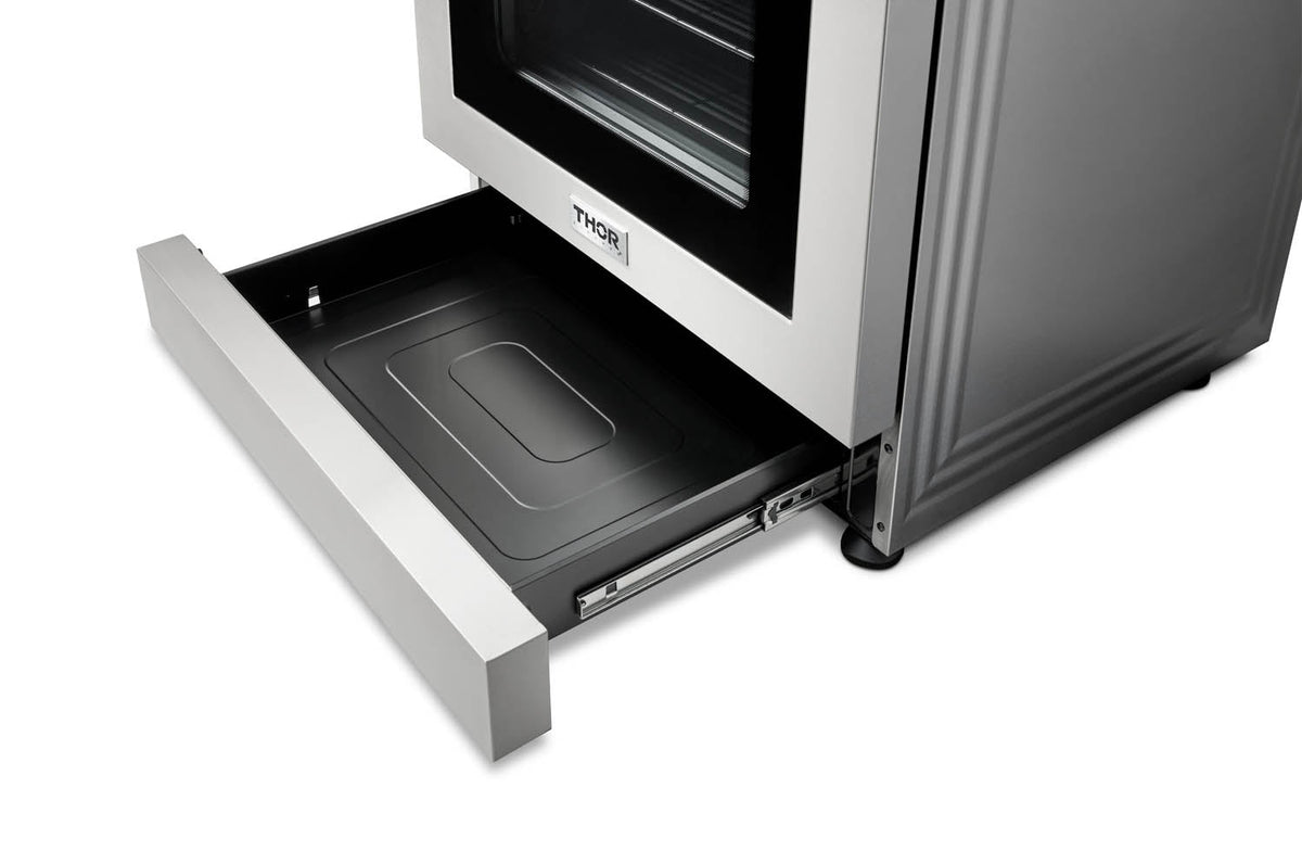 Thor Kitchen 5-Piece Appliance Package - 30-Inch Gas Range with Tilt Panel, Refrigerator with Water Dispenser, Dishwasher, Microwave Drawer, & Wine Cooler in Stainless Steel