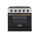 Kucht Signature 30-Inch Pro-Style Dual Fuel Range in Stainless Steel with Black Oven Door & Gold Handle KDF302-K-GOLD
