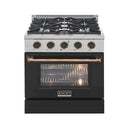 Kucht Signature 30-Inch Pro-Style Dual Fuel Range in Stainless Steel with Black Oven Door & Gold Handle KDF302-K-GOLD