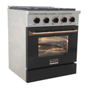 Kucht Signature 30-Inch Pro-Style Dual Fuel Range in Stainless Steel with Black Oven Door & Gold Handle KDF302-K-GOLD