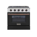 Kucht Signature 30-Inch Pro-Style Dual Fuel Range in Stainless Steel with Black Oven Door & Rose Gold Accents KDF302-K-ROSE