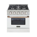 Kucht Signature 30" Pro-Style Dual Fuel Range in Stainless Steel with White Oven Door & Gold Handle KDF302-W-GOLD