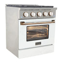 Kucht Signature 30" Pro-Style Dual Fuel Range in Stainless Steel with White Oven Door & Gold Handle KDF302-W-GOLD