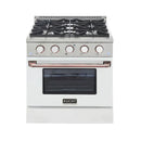 Kucht Signature 30" Pro-Style Dual Fuel Range in White Oven Door & Rose Gold KDF302-W-ROSE