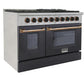 Kucht Signature 48" Pro-Style Dual Fuel Range in Black Oven Door & Gold KDF482-K-GOLD