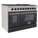 Kucht Signature 48-Inch Pro-Style Dual Fuel Range in Stainless Steel with Black Oven Door & Rose Gold KDF482-K-ROSE