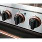 Kucht Signature 36-Inch Pro-Style Dual Fuel Range in Stainless Steel with Black Oven Door & Rose Gold Accents KDF362-K-ROSE