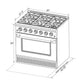 Kucht Signature 36" Gas Range with Convection Oven in White with White Knobs & Gold Handle KNG361-W-GOLD