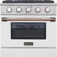 Kucht Signature 30" Gas Range in White with White Knobs & Rose Gold Handle KNG301-W-ROSE
