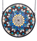 Meyda 17"W X 17"H Tiffany Peacock Feather Medallion Stained Glass Window '66805