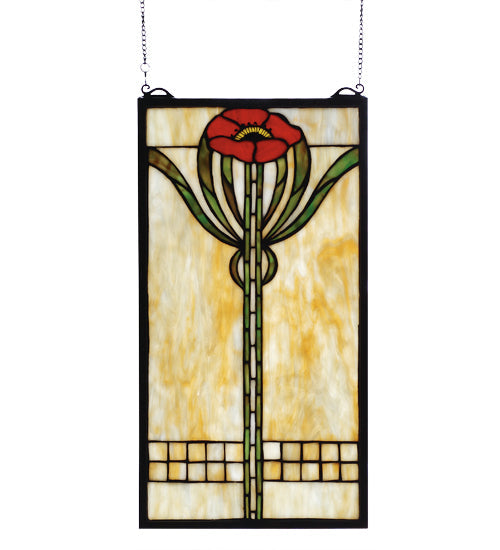 Meyda 11"W X 20"H Parker Poppy Stained Glass Window '67789