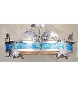 Meyda 65.5"W Catch of the Day Trout Semi-Flushmount '68166