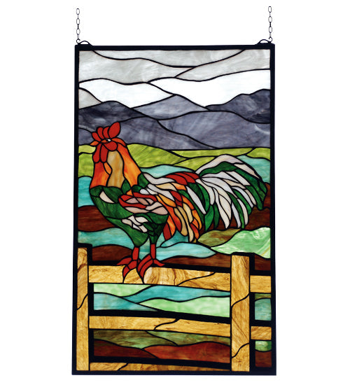 Meyda 19"W X 31"H Rooster Stained Glass Window '69398