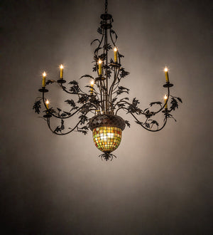Meyda 63" Wide Greenbriar Oak 9 Light Chandelier '69619